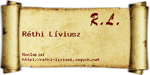 Réthi Líviusz névjegykártya